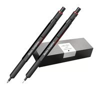 rOtring 600 Retractable Ballpoint Pen & Mechanical Pencil Set with Engraving - Premium Metal Writing Set, Personalised, with Case Gift for Office, Study & Technology (Black)