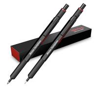 rOtring 600 Retractable Ballpoint Pen & Mechanical Pencil Set with Engraving - Premium Metal Writing Set, Personalised, Gift for Office, Study & Technology (Black)