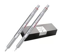 rOtring 600 Retractable Ballpoint Pen & Mechanical Pencil Set with Engraving - Premium Metal Writing Set, Personalised, with Case Gift for Office, Study & Technology (Silver)