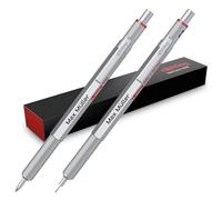 rOtring 600 Retractable Ballpoint Pen & Mechanical Pencil Set with Engraving - Premium Metal Writing Set, Personalised, Gift for Office, Study & Technology (Silver)
