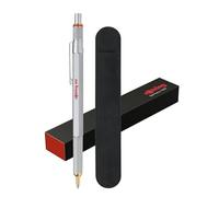 rOtring 800 Ballpoint Pen | Medium Point | Black Ink | Silver Barrel | Refillable | includes Velvet Pen Case