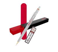 rOtring 800 Mechanical Pencil 0.5 mm - Silver Metal Barrel | Premium Retractable Drafting Pencil with Red Velvet Gift Pouch & Additional Leads | Professional Technical Drawing Tool