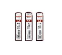 rOtring Fine Mechanical Pencil Leads Hi-Polymer 0.50mm Set (B 12, HB 12, 2B 12) Black