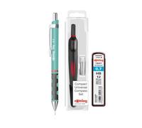 rOtring Geometry & Drafting Set - Compact Universal Compass + Tikky Mechanical Pencil 0.7 mm + HB Lead Refills - German Precision Kit for Technical Drawing & School Use