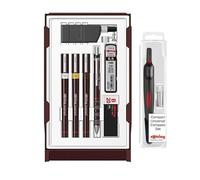 rOtring Isograph College Set with 0.25/0.35/0.5 mm Technical Pens + Tikky 0.5 Mechanical Pencil + Ink + Eraser + Universal Compass - Refillable Drafting & Drawing Kit