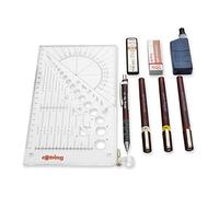 rOtring Isograph Fineliner Pen & Pencil College Set | 3 Technical Pens (0.25mm0.35mm0.50mm) and Mechanical Pencil (0.5mm) + Accessories