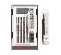 rOtring Isograph Technical Pen Set & Pencil College Set S0699370 | 3 Pens (0.20mm, 0.30mm, 0.50mm) and Mechanical Pencil (0.5mm) | Accessories with with Compact Universal Compass