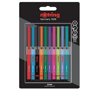rOtring Liner Fineliner Pens | 0.4 mm | Colouring Pens for Writing & Drawing | Plastic-Free Packaging | Assorted Colours | 10 Count