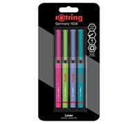 rOtring Liner Fineliner Pens | 0.4 mm | Colouring Pens for Writing & Drawing | Plastic-Free Packaging | Assorted Fun Colours | 4 Count