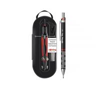 rOtring Rapid Adjustment Compass Set with Lead box | Circles up to 360 mm | Mechanical Pencil 1.00mm, Black Barrel