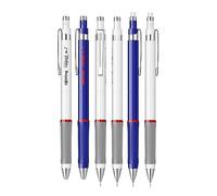 rOtring Rapid Mechanical Pencils - HB - 0.7mm - Pack of 6 - White & Blue Barrels - Rubber Grip - Twist Eraser - Refillable