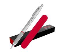 rOtring Rapid Pro Retractable Ballpoint Pen - Medium Point, Blue Ink - Silver Full-Metal Body with Velvet Case - Technical Drawing & Writing Pen, Refillable