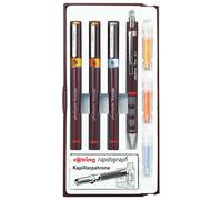 rOtring Rapidograph Junior Set 3x Technical Pens (0.20mm, 0.40mm, 0.60mm), 1x Tikky Pencil + Accessories