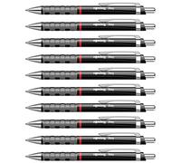 rOtring Tikky Ballpoint Pens | Blue Ink | Medium Point (1.0mm) | Black Barrel | Lightweight with Rubberised Grip | Box of 12
