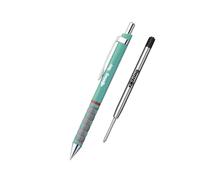 rOtring Tikky III Ballpoint Pen - Turquoise Barrel with Blue Ink + Black Medium Refill (0.7 mm) - Ergonomic Grip - Smooth Writing for School, Office & Everyday Use