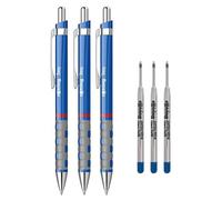 rOtring Tikky Lightweight Ballpoint Pen with Rubberised Grip - Blue Barrel 3 Count Tikky Jumbo Ballpoint Pen Refills 3 Count - Blue Ink