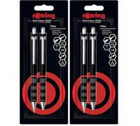 rOtring Tikky Mechanical Pencil & Ballpoint Set| HB Lead, 0.7 mm Pencil | Medium Point Pen | Black Barrel | Lightweight with Rubberised Grip (Pack of 2)