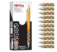 rOtring Tikky Mechanical Pencil | HB 0.5 mm | Marigold (orange) Barrel | Lightweight with Rubberised Grip | 12 Count