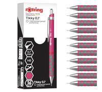 rOtring Tikky Mechanical Pencil | HB 0.7 mm | Magenta (pink) Barrel | Lightweight with Rubberised Grip | 12 Count