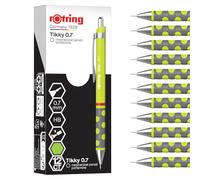 rOtring Tikky Mechanical Pencil | HB 0.7 mm | Spidermum (lime) Barrel | Lightweight with Rubberised Grip | 12 Count