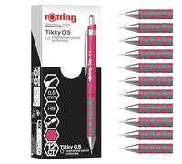 rOtring Tikky Mechanical Pencil | HB Lead, 0.5 mm | Magenta (pink) Barrel | Lightweight with Rubberised Grip | 12 Count