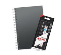 rOtring Tikky Mechanical Pencil Set | 0.5mm Colour-Coded | Includes 12 HB Leads, Eraser & A5 Spiral Notebook | Lightweight Pencil with Grip for Drawing, Writing & Sketching