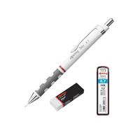 rOtring Tikky Mechanical Pencil Set | 0.7mm White Barrel | Includes Eraser & 12 HB Leads | For Drawing, Sketching & Writing