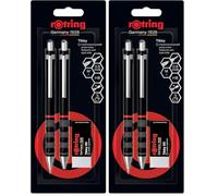 rOtring Tikky Mechanical PencilBallpoint & Eraser Set | HB Lead0.5 mm Pencil | Medium Point Pen | Black Barrel | Lightweight with Rubberised Grip (Pack of 2)