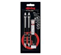 Rotring Tikky Mechanical Pencil, Ballpoint, Eraser & Lead Refills Set | HB Lead, 0.5 mm Pencil | Medium Point Pen | Black Barrel | Lightweight with Rubberised Grip