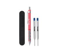 rOtring Tikky Pastel Ballpoint Pen Set | Blue Ink | Medium Point | | Lightweight with Rubberised Grip | 2 Pen Refills + Velvet Pen Case| 4 Count