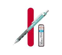 rOtring Tikky Pastel Mechanical Pencil 0.7mm - Sea Blue | Includes 12 HB Leads & Red Velvet Pouch| Comfort Grip | Refillable | Fancy School & Office Supplies