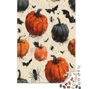 Rotten Pumpkin Jigsaw Puzzles. 70x50cm/1000pcs Scary Big Spider And Bat Whimsical Challenge Toy for Educational Games Gifts