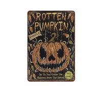 Rotten Pumpkin Spooky Halloween Horror Lantern Vintage Metal Tin Sign Halloween Farm Head Plaque Retro Wall Decor Poster For Kitchen Bar Coffee Restaurant Home Bedroom Garage Bathroom 8x12 Inch