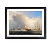 Rotterdam Ferry Boat By Joseph Mallord William Turner Classic Painting Framed Wall Art Print, Ready to Hang Picture for Living Room Bedroom Home Office Décor, Black A4 (34 x 25 cm)