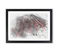 Rotterdam in Black & Red in Abstract Framed Print | A2 Black Framed Wall Art | Ready to Hang | Abstract Fantasy Picture | Living Room Bedroom Lounge Office