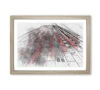 Rotterdam in Black & Red in Abstract Framed Print | A2 Oak Framed Wall Art | Ready to Hang | Abstract Fantasy Picture | Living Room Bedroom Lounge Office