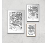 Rotterdam Light City Map Giclee Art Print - A3 - Wooden Frame