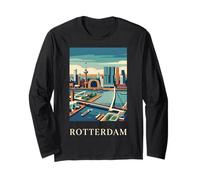 Rotterdam Netherlands Modern Skyline Travel Art Long Sleeve T-Shirt