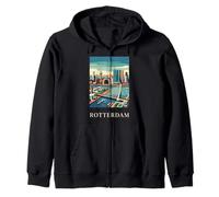 Rotterdam Netherlands Modern Skyline Travel Art Zip Hoodie