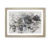 Rotterdam Skyline Watercolour Framed Print | A2 Oak Framed Wall Art | Ready to Hang | Modern Cityscape Picture | Living Room Bedroom Lounge Office