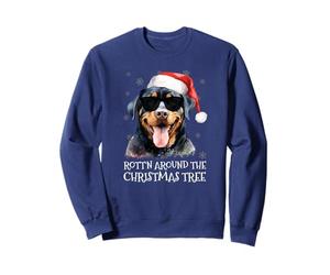 Rott'n Around The Christmas Tree Funny Rottweiler Portrait Sweatshirt