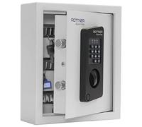 Rottner Keytronic 20 Key Safe Steel Electronic Lock Emergency Opening Possible Adjustable Hook Bar incl. Mounting Material and 20 Key Tags