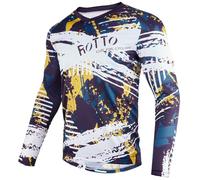 ROTTO Mens Long Sleeve Mountain Bike Jersey MTB Shirt BMX Downhill Moisture Wicking Quick Dry
