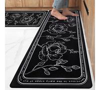ROTTOGOON Kitchen Floor Mat Set of 2, Cushioned Anti Fatigue Kitchen Mat 17"x47"+17"x29", Non-Slip Waterproof Kitchen Rug, Premium PVC Comfort Kitchen Mats and Rugs for Kitchen, Office, Home, Laundry