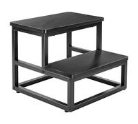 ROTTOGOON Step Stool 2 Steps for Adults Children Non-Slip Step Stool Wooden Metal Frame with 500 lbs Load Capacity Rounded Corner Design Footstool for Kitchen Bathroom Bedroom Caravan (Blak)