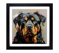 Rottweiler Abstract Expressionism No.3 Framed Print | 18x18 Inch Black Framed Wall Art | Ready to Hang | Eclectic Historical Picture | Living Room Bedroom Lounge Office