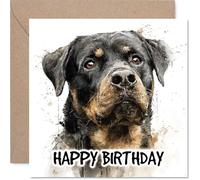 Rottweiler Birthday Card for Men Women - Dog Breeds - Happy Birthday Card for Cousin Husband Nanny Colleague, 145mm Bday Greeting Cards