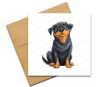 Rottweiler Card - Dog Lover Blank Greetings Card for any Occasion - Birthday, Retirement, Good Luck, Get Well Soon - Cartoon Doodle Cute Pet Dog Breeds