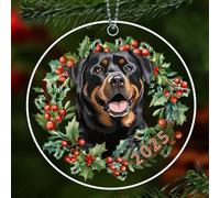 Rottweiler Christmas Ornament 2025, Dog Ornaments for Christmas Tree, Black Dog Acrylic Pet Ornament, Rottweiler Gifts for Women, Rottie Mom