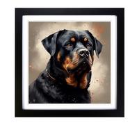 Rottweiler Conceptual Art No.2 Framed Print | 18x18 Inch Black Framed Wall Art | Ready to Hang | Modern Nature Picture | Living Room Bedroom Lounge Office